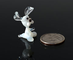 Tiny Glass Bunny Figurine: Lampwork Miniature, Whimsical Gift