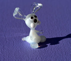 Tiny Glass Bunny Figurine: Lampwork Miniature, Whimsical Gift