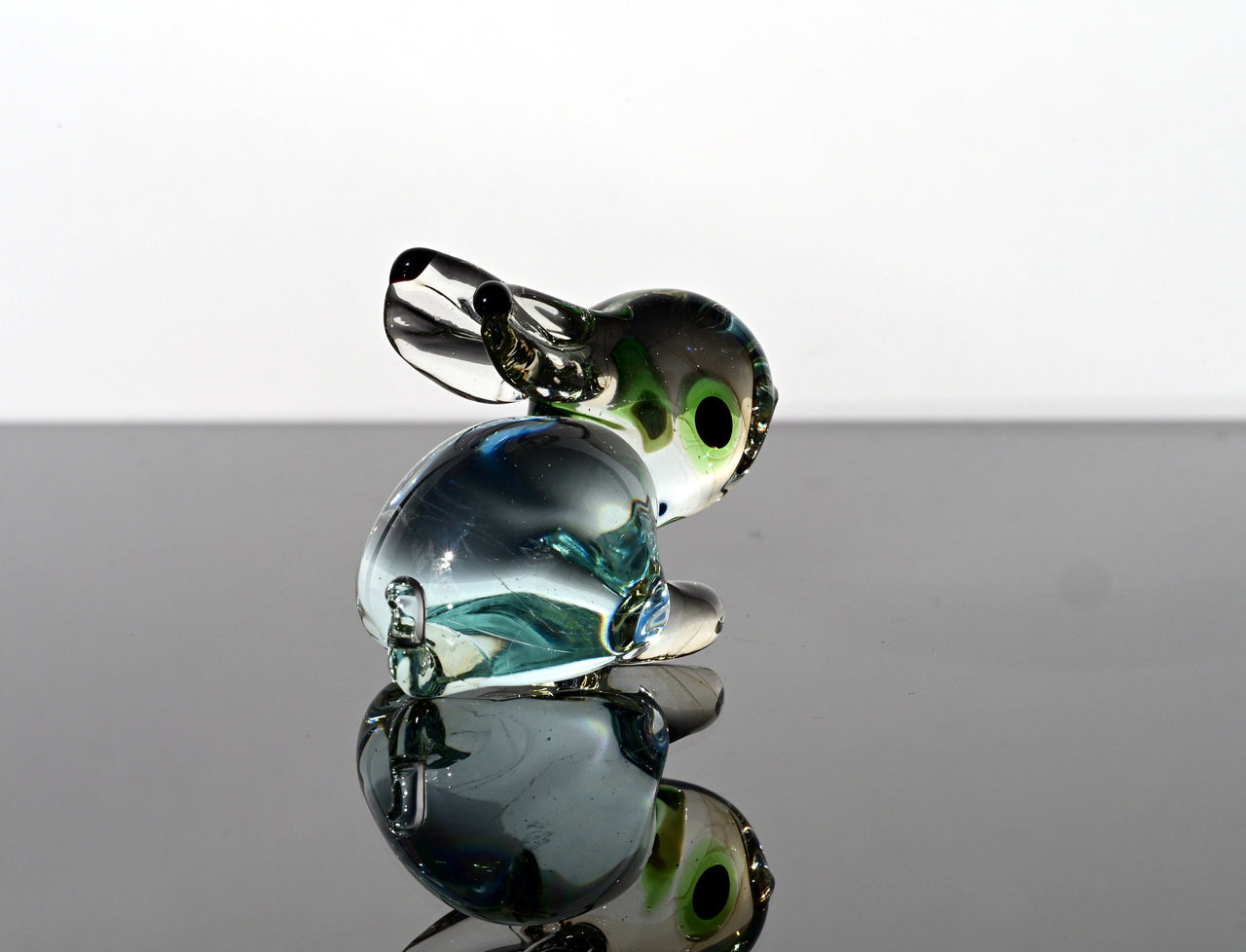 Handmade Clear Glass Bunny Figurine: Flame Work Sculpture, 3.5"