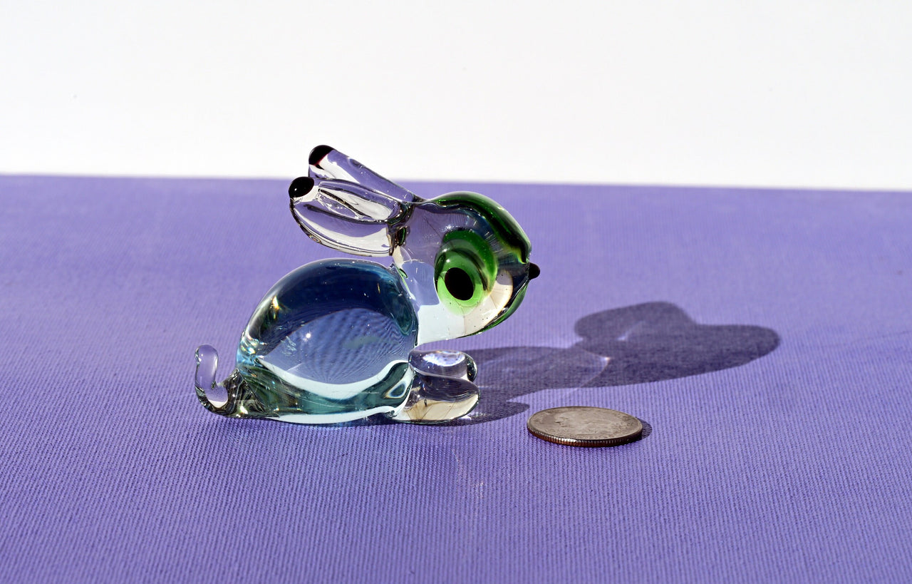 Handmade Clear Glass Bunny Figurine: Flame Work Sculpture, 3.5"
