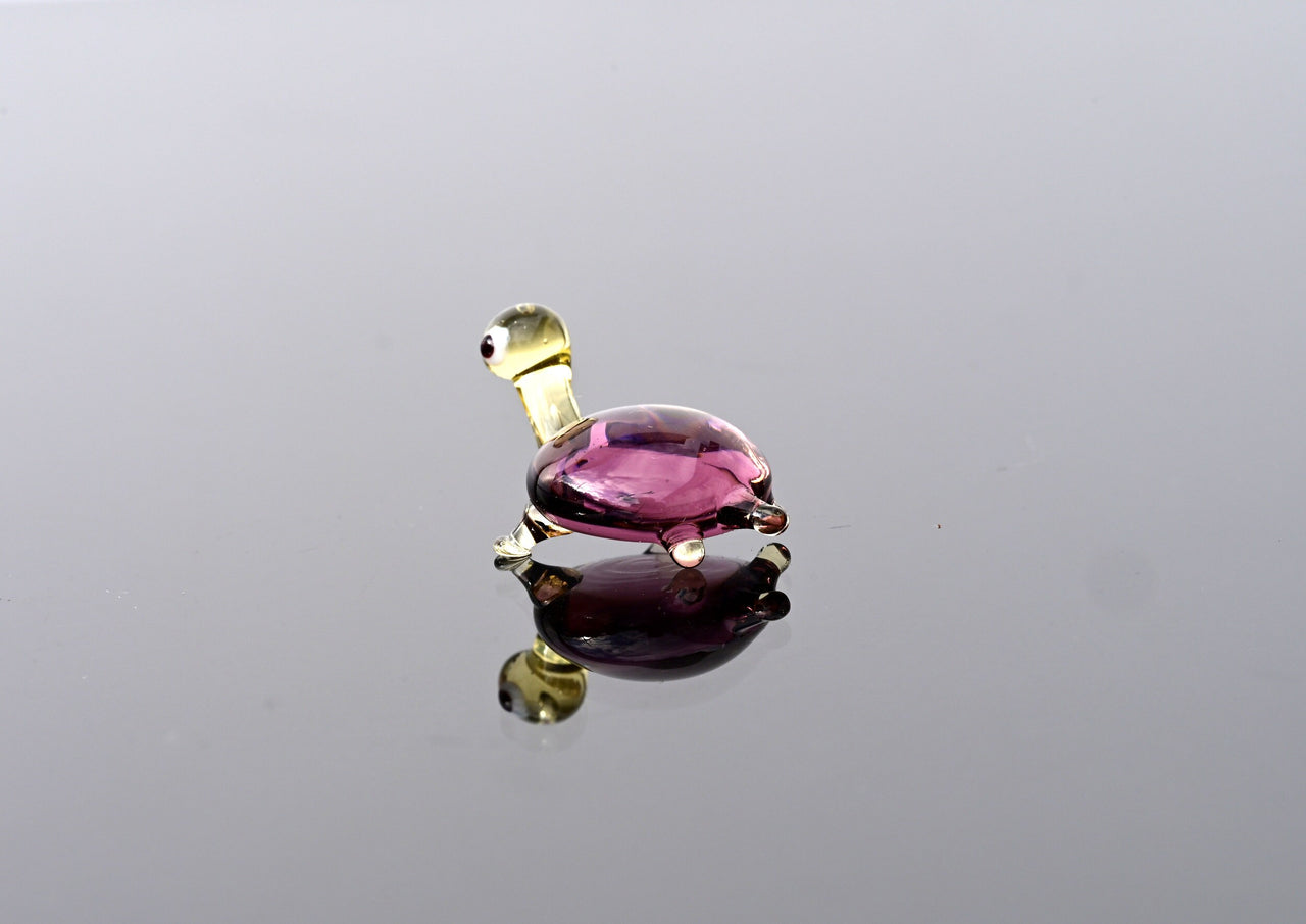 Tiny Glass Turtle Figurine: Purple Miniature Character
