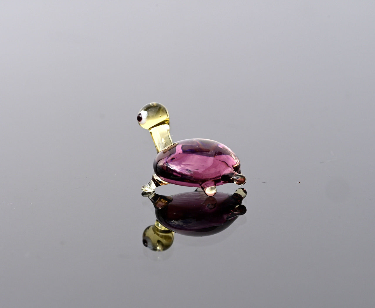 Tiny Glass Turtle Figurine: Purple Miniature Character