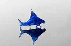 Blue Glass Shark Miniature: Whimsical Lampwork Figurine