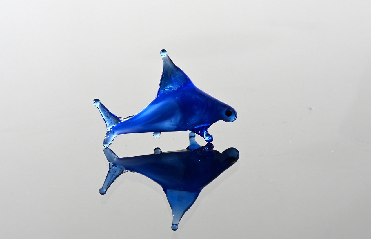 Shark Gifts, Shark Decor, Tiny Glass Animals, Shark, Glass Fish, Mini Glass Animals, Shark Art, Glass Animals, Shark Cake Topper