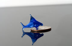 Blue Glass Shark Miniature: Whimsical Lampwork Figurine