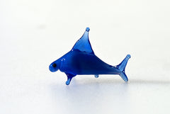 Blue Glass Shark Miniature: Whimsical Lampwork Figurine