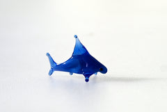 Blue Glass Shark Miniature: Whimsical Lampwork Figurine