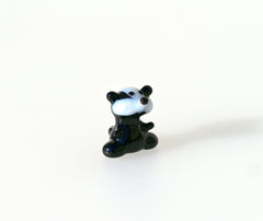 Tiny Glass Badger Figurine – Hand Blown Lampwork Miniature | Black & White Animal Sculpture | Collectible Desk Decor Gift