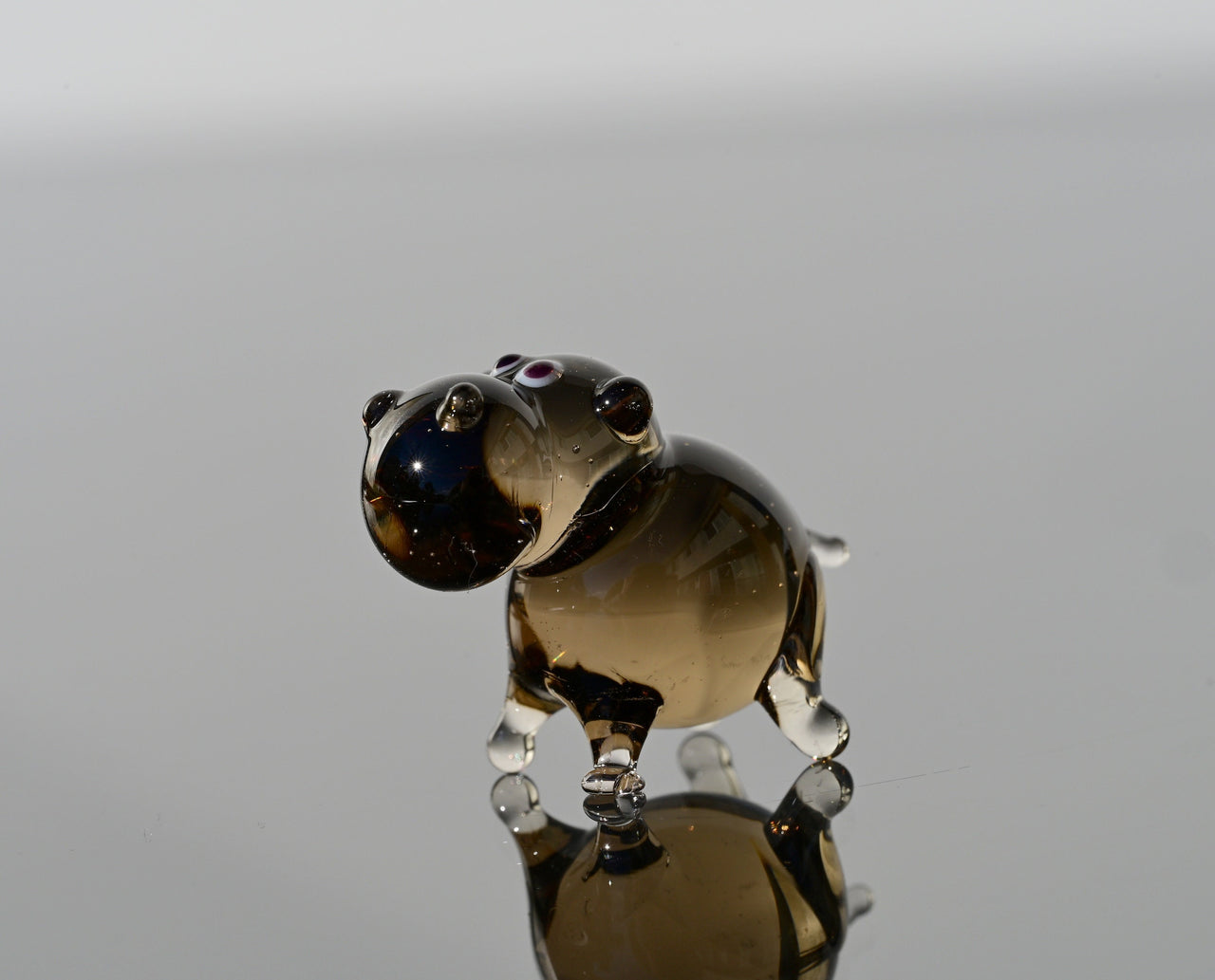 House Hippo Figurine, Tiny Glass Animals, Hippo Gifts, Hippopotamus, Mini Glass Animals, Safari Animals, Hippo Figurine, Hippo Gift for Her