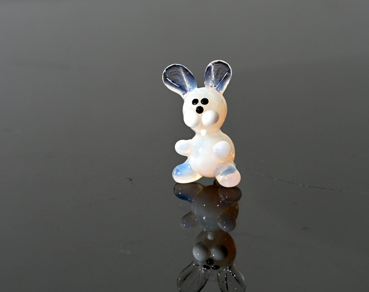 Hand Blown Glass Bunny Figurine: Miniature Collectible Rabbit Sculpture