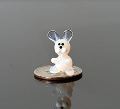 Hand Blown Glass Bunny Figurine: Miniature Collectible Rabbit Sculpture