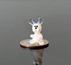White Tiny Hand Blown Glass Bunny Figurine - Tiny Glass Animals - Easter Bunny Decor - Spring Decorations - Easter Gift