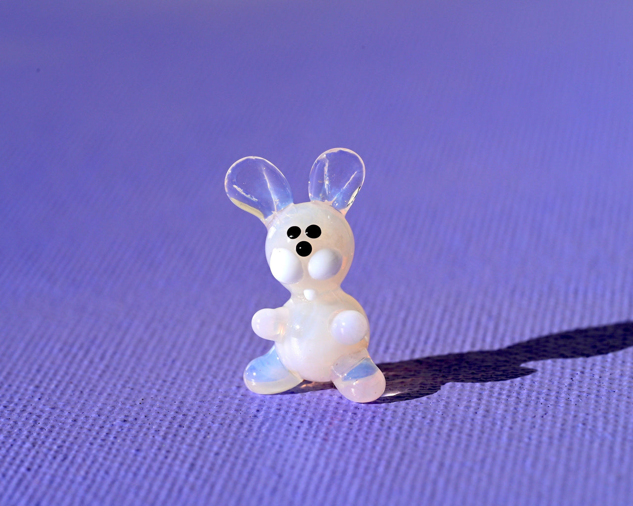 Hand Blown Glass Bunny Figurine: Miniature Collectible Rabbit Sculpture