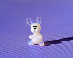 Hand Blown Glass Bunny Figurine: Miniature Collectible Rabbit Sculpture