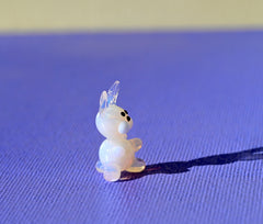 Hand Blown Glass Bunny Figurine: Miniature Collectible Rabbit Sculpture