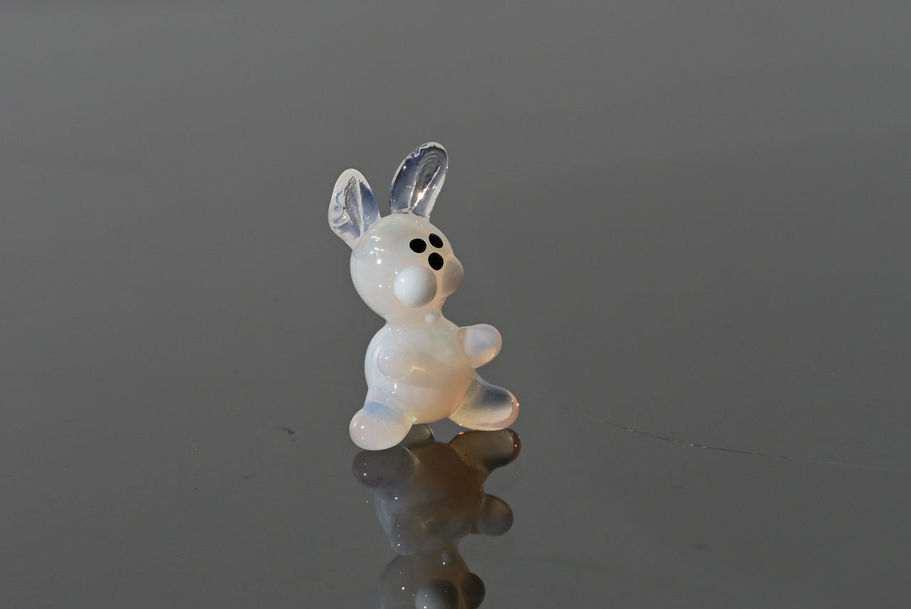 Hand Blown Glass Bunny Figurine: Miniature Collectible Rabbit Sculpture