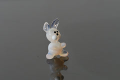Hand Blown Glass Bunny Figurine: Miniature Collectible Rabbit Sculpture