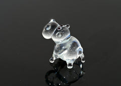 Lampwork Glass Hippopotamus Miniature: Whimsical Hippo Figurine