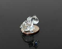 Lampwork Glass Hippopotamus Miniature: Whimsical Hippo Figurine