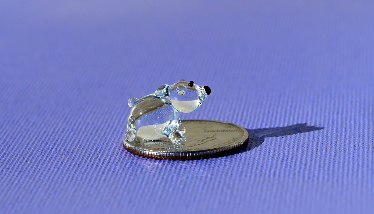 Tiny Glass Bear Figurine: Lampwork Miniature Animal