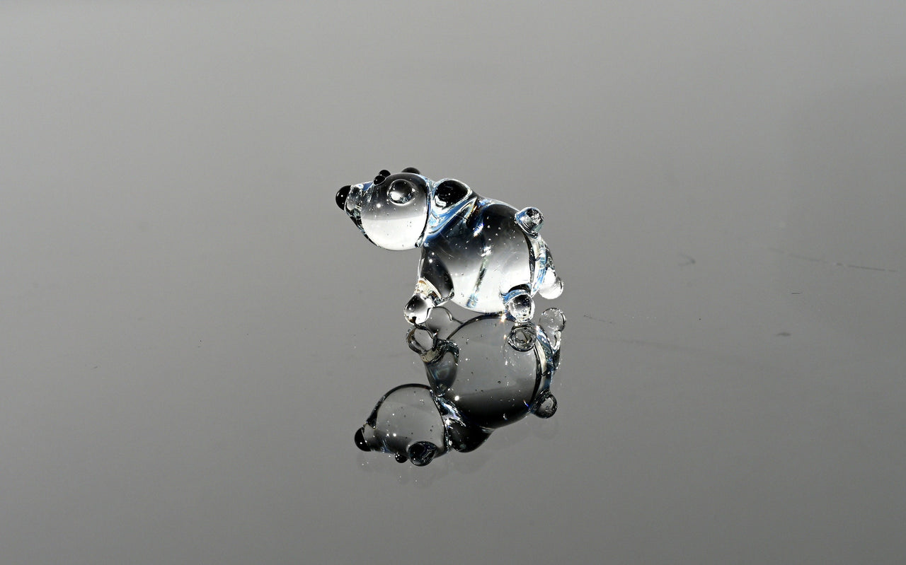 Tiny Glass Bear Figurine: Lampwork Miniature Animal