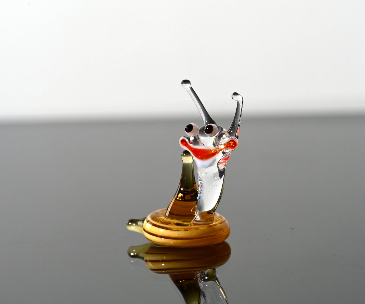 Lampwork Glass Snail Miniature: Whimsical Tiny Figurine