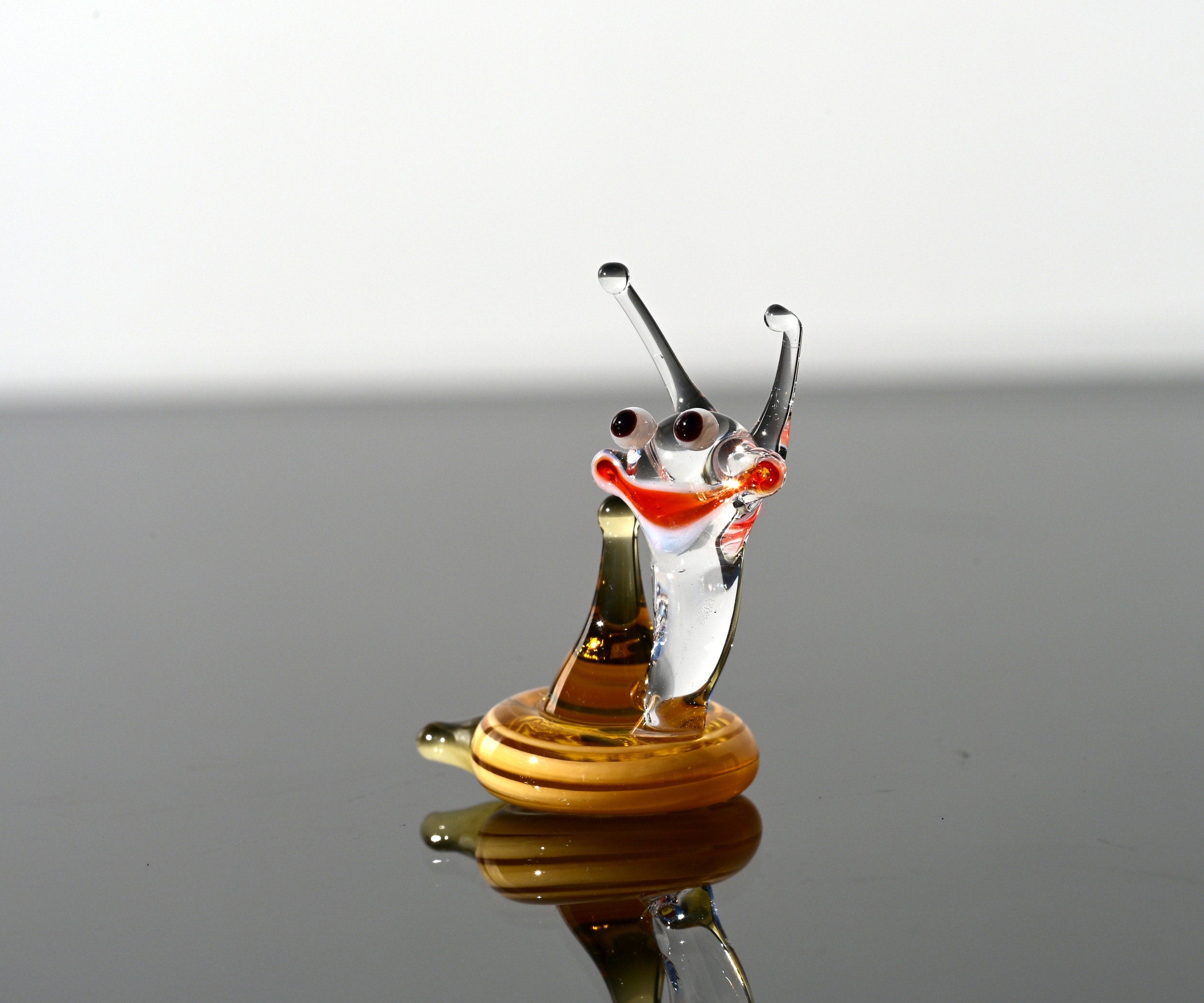 Lampwork Glass Snail Miniature: Whimsical Tiny Figurine