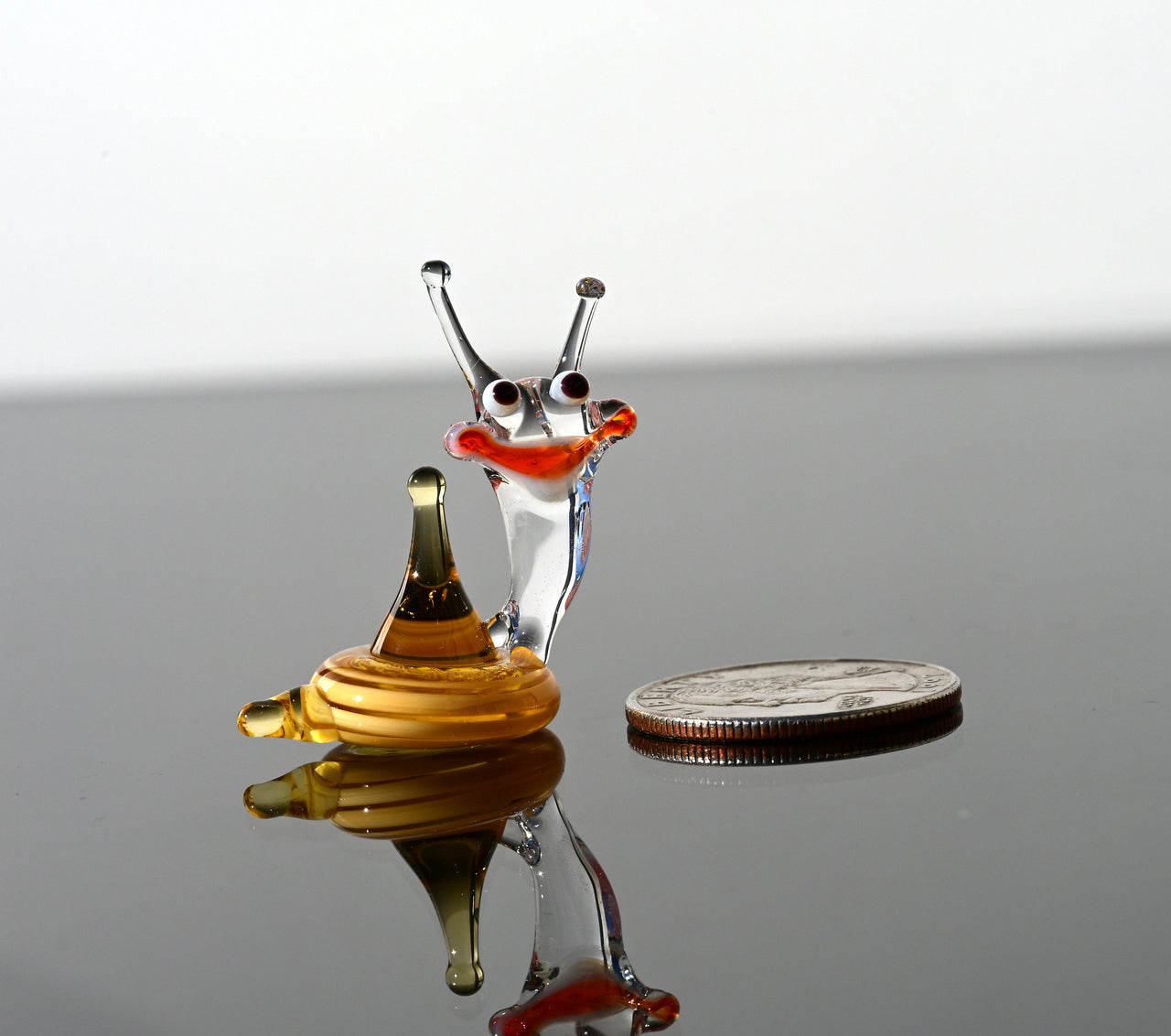 Lampwork Glass Snail Miniature: Whimsical Tiny Figurine