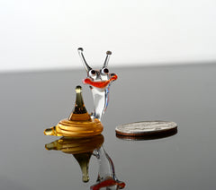 Lampwork Glass Snail Miniature: Whimsical Tiny Figurine