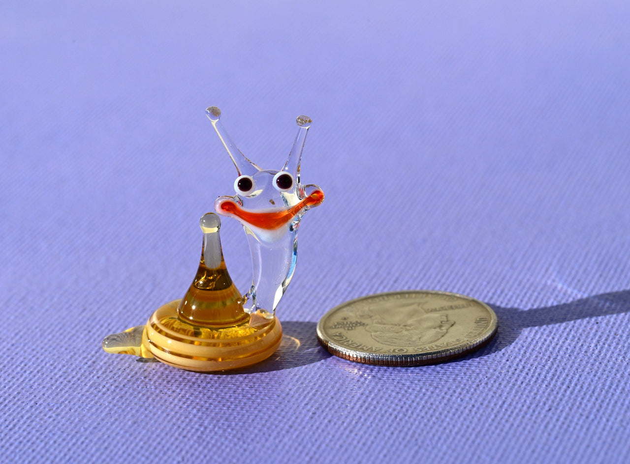 Lampwork Glass Snail Miniature: Whimsical Tiny Figurine