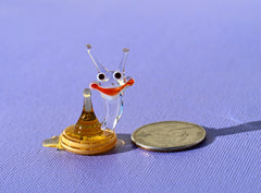Lampwork Glass Snail Miniature: Whimsical Tiny Figurine
