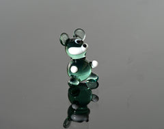 Lampwork Glass Mouse Miniature: Whimsical Green Figurine