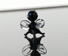 Lampwork Glass Fly Miniature: Whimsical Black Clear Figurine
