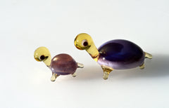 Lampwork Glass Turtle Figurines: Purple Glass Menagerie, Set of Two