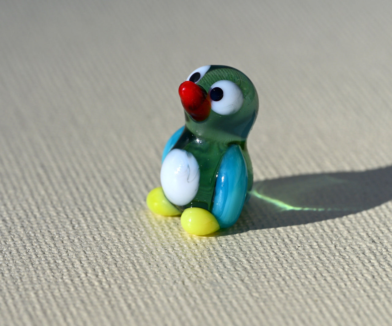 Handmade Tiny Penguin Figurine: Whimsical Glass Collectible Sculpture