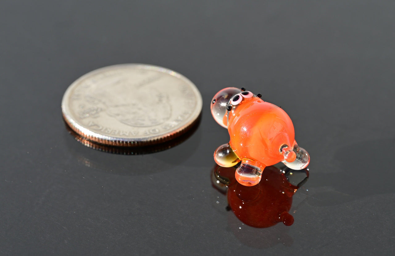Hippo Gifts, Desk Pet, Safari Animals, Glass Hippo, House Hippo, Orange Hippo, Glass Animals, Tiny Animal, Cute Gift, Miniature Figurine