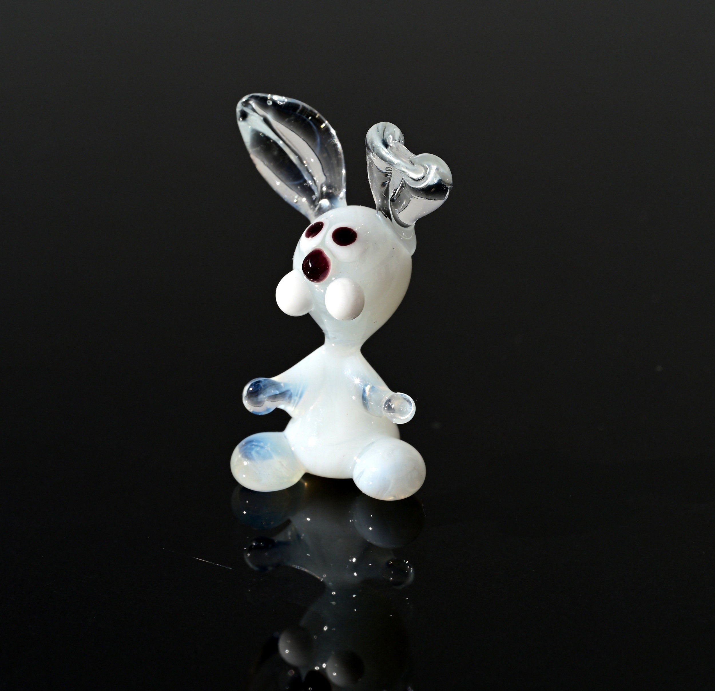 Tiny Glass Bunny Figurine: Lampwork Miniature, Whimsical Gift
