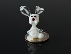 Tiny Glass Bunny Figurine: Lampwork Miniature, Whimsical Gift