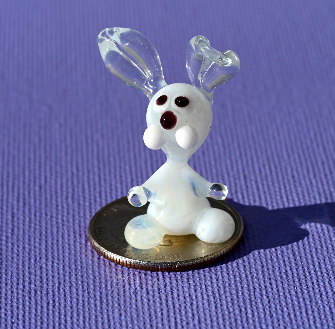 Tiny Glass Bunny Figurine: Lampwork Miniature, Whimsical Gift