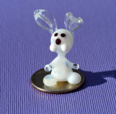 Tiny Glass Bunny Figurine: Lampwork Miniature, Whimsical Gift