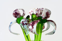 Handmade Leopard Glass Iris Flower: Collectible Art Sculpture