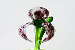 Handmade Leopard Glass Iris Flower: Collectible Art Sculpture