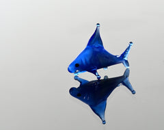 Blue Glass Shark Miniature: Whimsical Lampwork Figurine