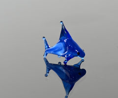 Blue Glass Shark Miniature: Whimsical Lampwork Figurine