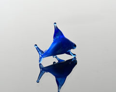 Blue Glass Shark Miniature: Whimsical Lampwork Figurine