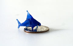 Blue Glass Shark Miniature: Whimsical Lampwork Figurine