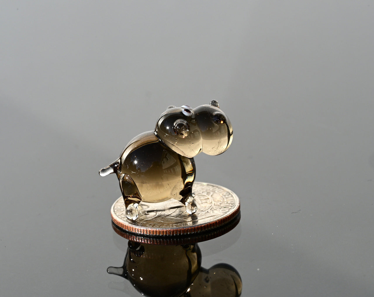 House Hippo Figurine, Tiny Glass Animals, Hippo Gifts, Hippopotamus, Mini Glass Animals, Safari Animals, Hippo Figurine, Hippo Gift for Her