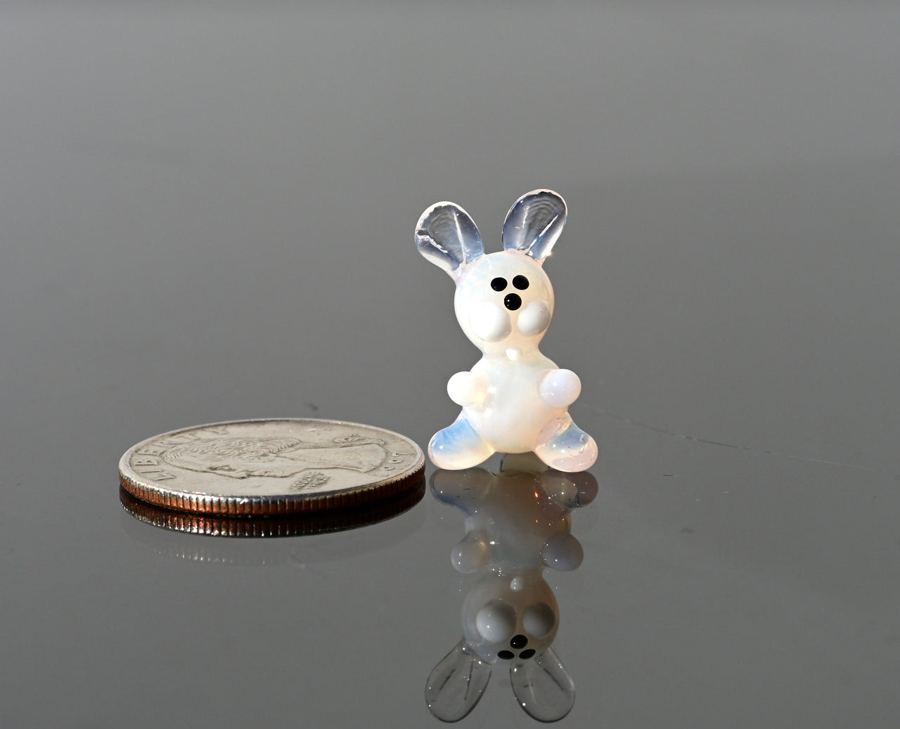 Hand Blown Glass Bunny Figurine: Miniature Collectible Rabbit Sculpture