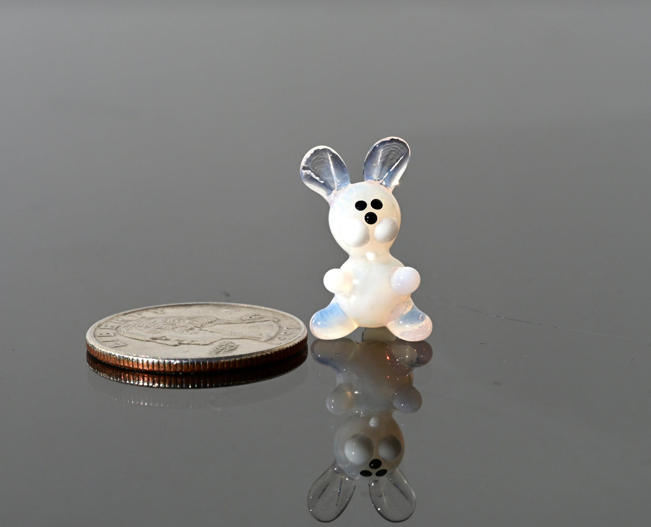 White Tiny Hand Blown Glass Bunny Figurine - Tiny Glass Animals - Easter Bunny Decor - Spring Decorations - Easter Gift