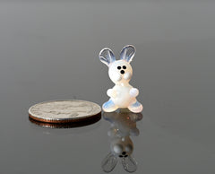 White Tiny Hand Blown Glass Bunny Figurine - Tiny Glass Animals - Easter Bunny Decor - Spring Decorations - Easter Gift